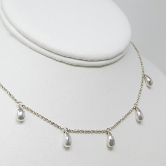 Simply Sterling Jewelry - Raindrop Solid Sterling Silver Necklace w Rings 925 stamped 16" long